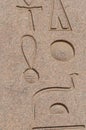 Letters, drawings and signs on the walls of ancient Egyptian temple Royalty Free Stock Photo