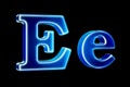 Letters E with hologram effect, 3D rendering