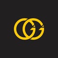 Letters gg circle arrow golden rings linked logo vector