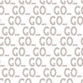 Letters GO and three dots made of Outline Coffee Beans Seamless pattern Coffee Grains Backdrop idea Royalty Free Stock Photo