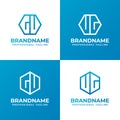 Letters GU or GV and UG or VG Hexagon Logo Set, suitable for business with GU, GV, UG, or VG initials