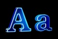 Letters A with hologram effect, 3D rendering