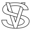 Letters intertwined V and S vs versus logo, vector logo VS letters for sports, fight, competition, versus battle, match