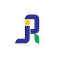 Letters jr simple linked curves logo vector Royalty Free Stock Photo