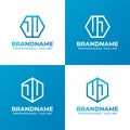 Letters JU or JV and UJ or VJ Hexagon Logo Set, suitable for business with JU, JV, UJ, or VJ initials