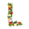 Letters of leaves and flowers Royalty Free Stock Photo