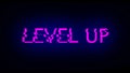 Letters of Level up text with noise on black, 3d render background, computer generating for gaming