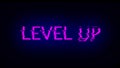 Letters of Level up text with noise on black, 3d render background, computer generating for gaming