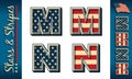 Letters M and N. Stylized initials with USA flag elements