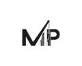 letters MP real estate Construction Logo. MP letter with crane and building. Royalty Free Stock Photo