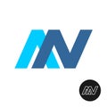 Letters A and N ligature logo. AN color sign.