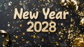 letters New year 2028 laid on flat background with high angle view, celebration concept