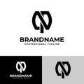 Letters NI or NP, QP Monogram Logo, suitable for business with NI, IN, NP, PN, QP, PQ initials