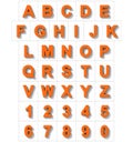 Letters and numbers 3D orange isolated on white with shadow - or