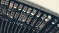 Letters and numbers on typo keys of an old manual typewriter