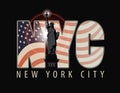 The letters NYC with the image of American flag Royalty Free Stock Photo