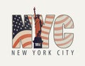 The letters NYC with the image of American flag Royalty Free Stock Photo