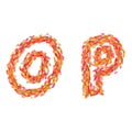 The letters O, P made of autumn leaves Royalty Free Stock Photo