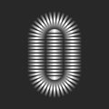 Letters OI or IO logo oval shape design, silver thin parallel lines creative form, combination two overlap letters O and I striped