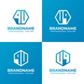 Letters QU or QV and UQ or VQ Hexagon Logo Set, suitable for business with QU, QV, UQ, or VQ initials