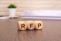 letters RFP written on wooden cubes. Request For Proposal concept Royalty Free Stock Photo