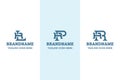Letters RL RP RR Monogram Logo Set, for LR PR R initials Royalty Free Stock Photo