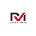 Letters rm simple check mark symbol geometric logo vector