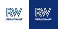 Letters RW Line Monogram Logo, suitable for business with RW or WR initials