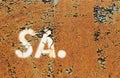 Dark Rusted Metal Texture Background with SA Letters