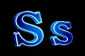 Letters S with hologram effect, 3D rendering