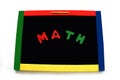 Letters Spell Math on Black Magnetic Board