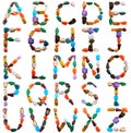 Letters spelled with semiprecious stones