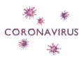 Letters with stuck viruses, word coronavirus