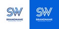 Letters SW Line Monogram Logo, suitable for business with SW or WS initials
