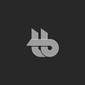 Letters tb logo parallel lines monogram, combination t b overlapping symbols nifty hipster emblem, black and white design element