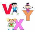 Letters V X and Y