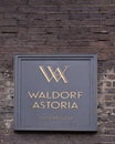 Letters waldorf astoria on a facade in amsterdam Royalty Free Stock Photo