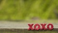 Letters word `XOXO` on wood floor