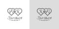 Letters XW and WX Wedding Love Logo, for couples with W and X initials