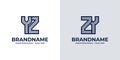 Letters YZ and ZY Dot Monogram Logo, Suitable for business with YZ or ZY initials