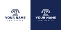 Letters YZ and ZY Legal Logo, suitable for lawyer, legal, or justice with YZ or ZY initials