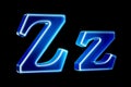 Letters Z with hologram effect, 3D rendering