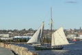 Lettie G. Howard leaving New Bedford under sail Royalty Free Stock Photo