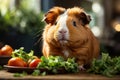 Lettuce Feast: Cute and Charming Guinea Pig\'s Snack Time