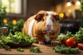 Lettuce Feast: Cute and Charming Guinea Pig\'s Snack Time