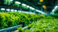 Rows of Lettuce Growing in a Greenhouse Royalty Free Stock Photo