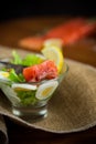 Lettuce salad with salted salmon, boiled eggs