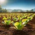 Lettuce seedlings emerging in a protected agricultural space Royalty Free Stock Photo