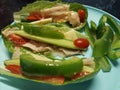 Lettuce wraps Italian green peppers tomatoes  Leeper jack cheese turkey Royalty Free Stock Photo