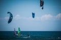 Leucate, FranceApril 29 & 30, 2022: World Wind Championship preparation and training of athletes in kitesurf, wingsurf,
